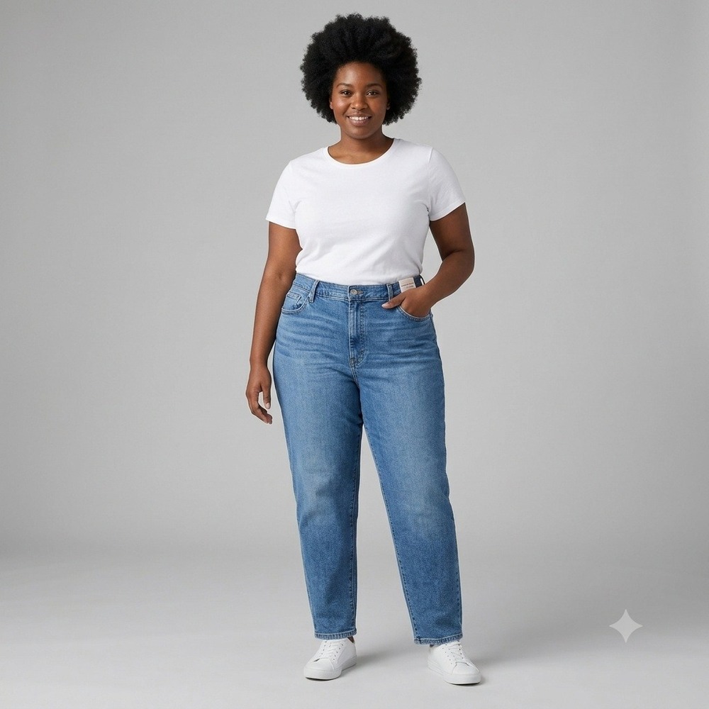 Levi Strauss High Waisted Mom Jeans Women 20W Blue Medium Wash Tapered Leg